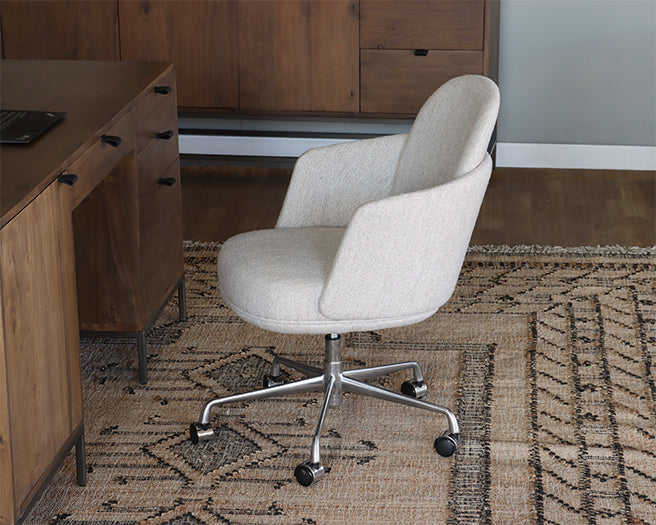 Beige Woven Contemporary Office Chair on Casters