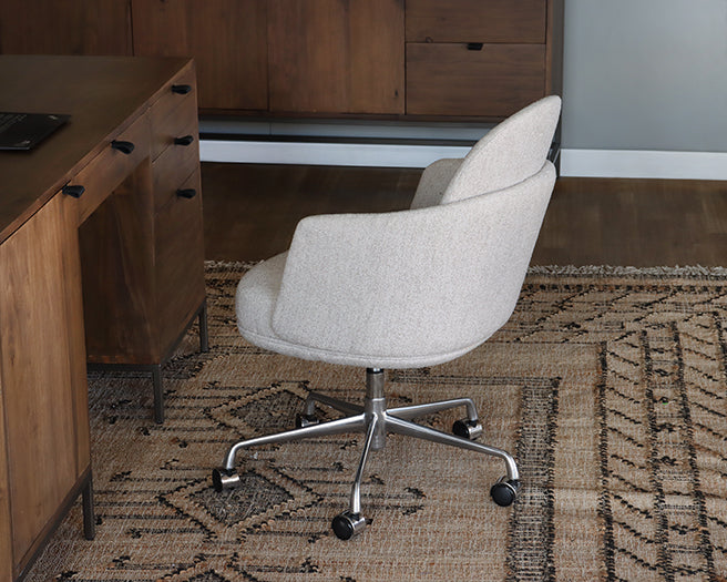 Beige Woven Contemporary Office Chair on Casters