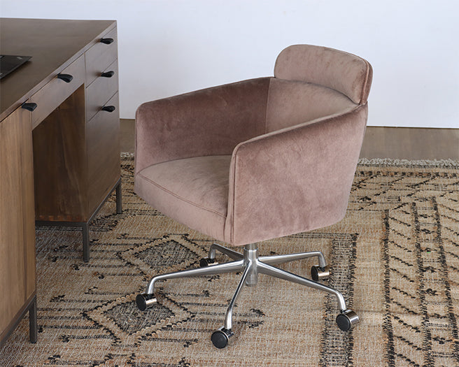 Mink Velvet Office Chair on Casters