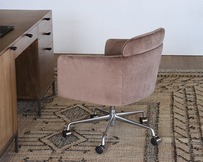 Mink Velvet Office Chair on Casters