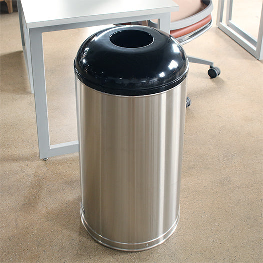 Black Top Round Trash Receptacle