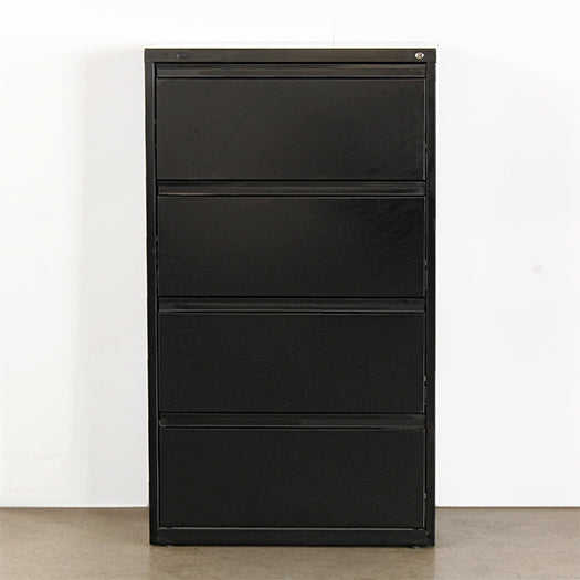 4 Drawer Lateral Black Narrow File Cabinet