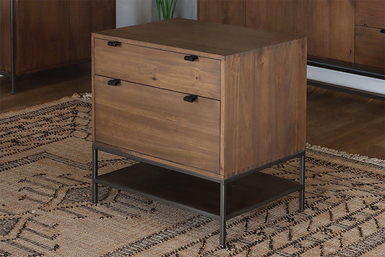 Auburn Poplar Modular File Cabinet w/Leather Pulls