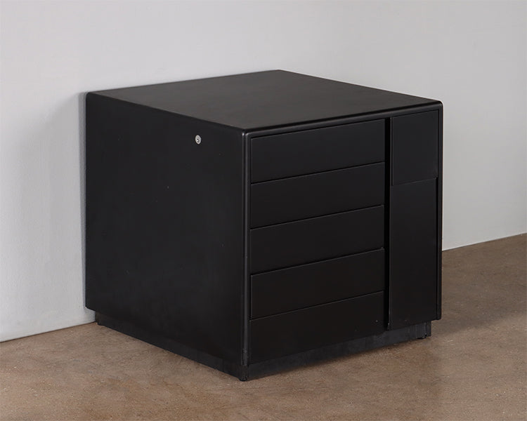 Black & Chrome Office Short Drawer Cabinet