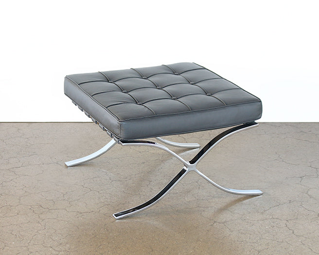 OT131 Gray Leather Barcelona Style Ottoman