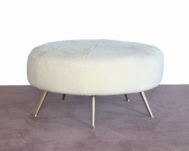 Ivory Shearling Cocktail Ottoman
