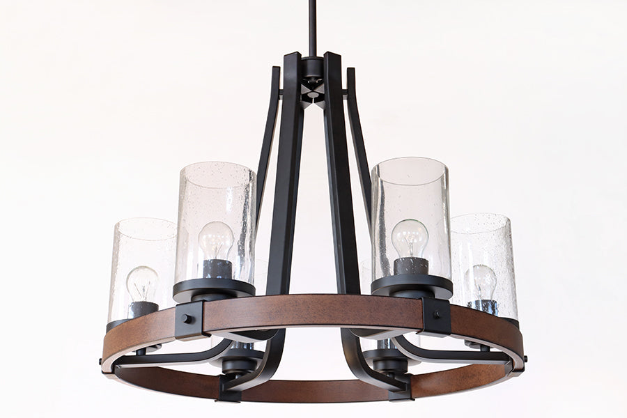 Rustic Bronze & Glass Chandelier
