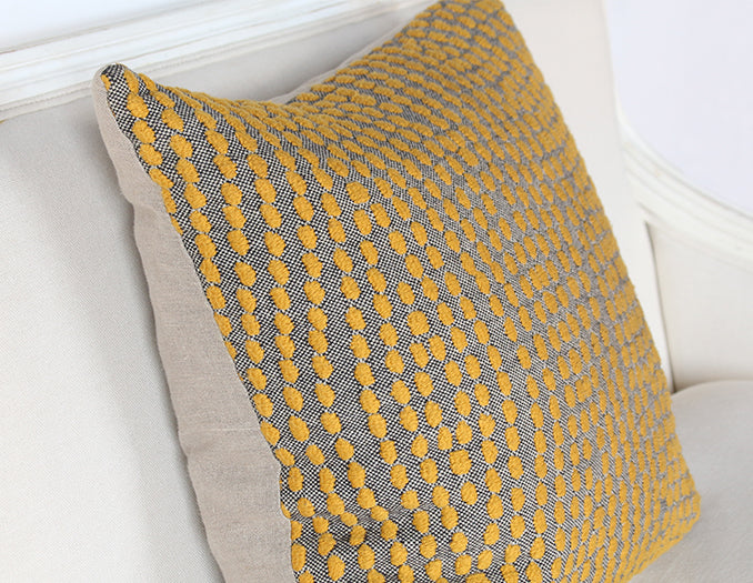 Gold Slub Pillow On Grey