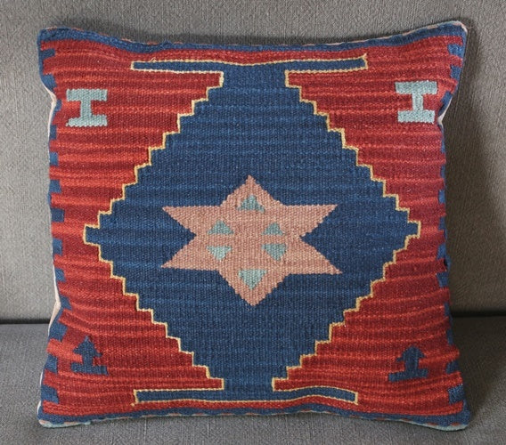 PIL162 Blue Diamond Khilim Pillow