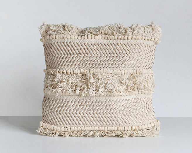 PIL227 White Copper Fringe Pillow