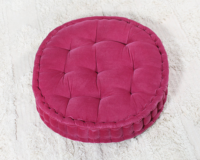 PIL237 - Vivid Pink Tufted Round Floor Pillow
