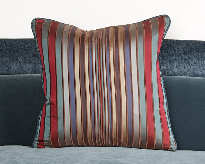 PIL256 - Multi-colored Dark Tone Striped Pillow