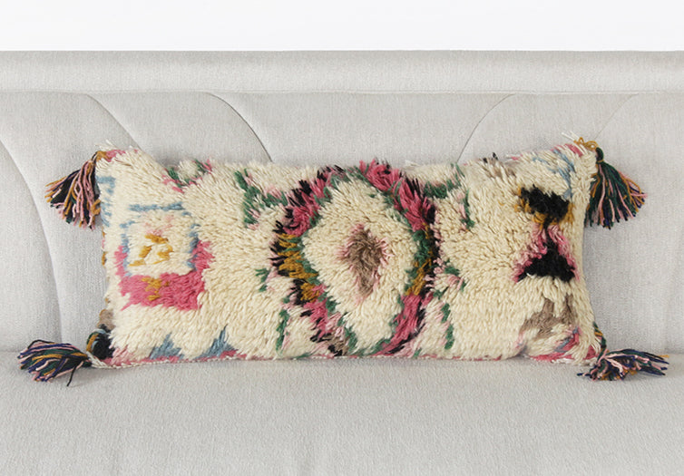 PIL268 - Pink Tribal Pillow With Fringe