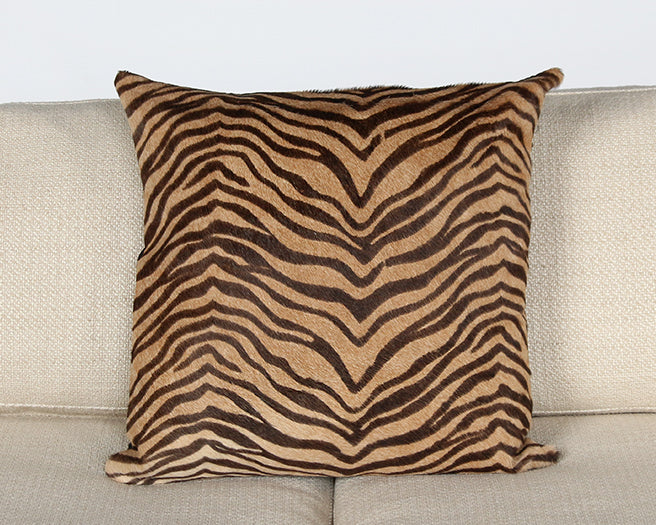 Printed Zebra Pattern On Hide Pillow