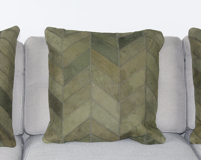 Fern Green Suede Chevron Pillow