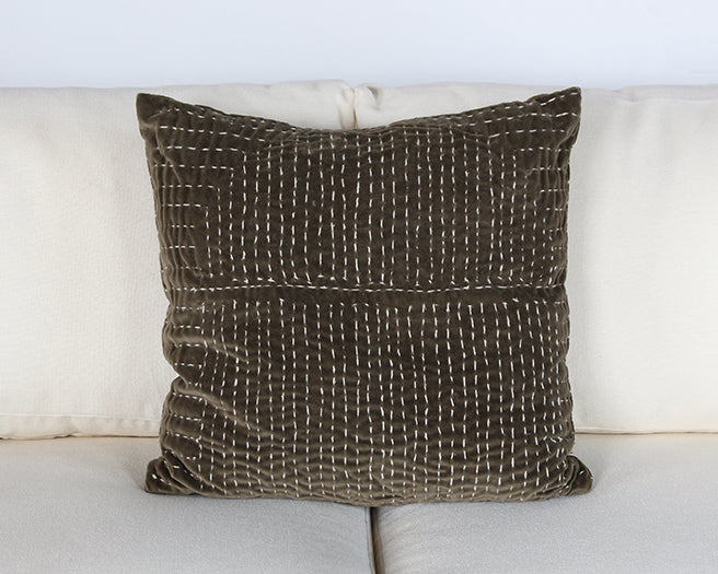 Forest w/ Cream Stitch Pillow With Abstract Pattern