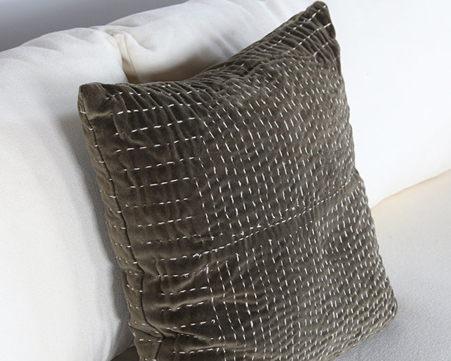 Forest w/ Cream Stitch Pillow With Abstract Pattern