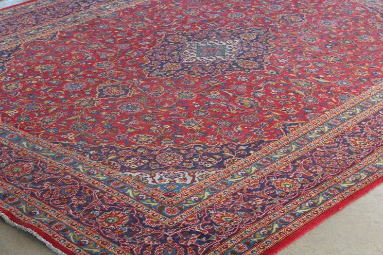 RUG125 10' x 13' Antique Hand Knotted Oriental Persian Kashan Rug
