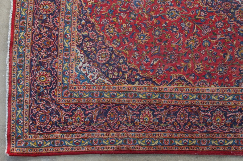 RUG125 10' x 13' Antique Hand Knotted Oriental Persian Kashan Rug