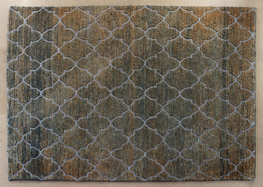 8' x 11' Faded Denim Blue Moroccan Pattern Rug