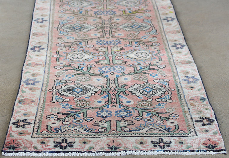 RUG311 2'10 x 10' Salmon Mahallat Persian Runner Circa 1965