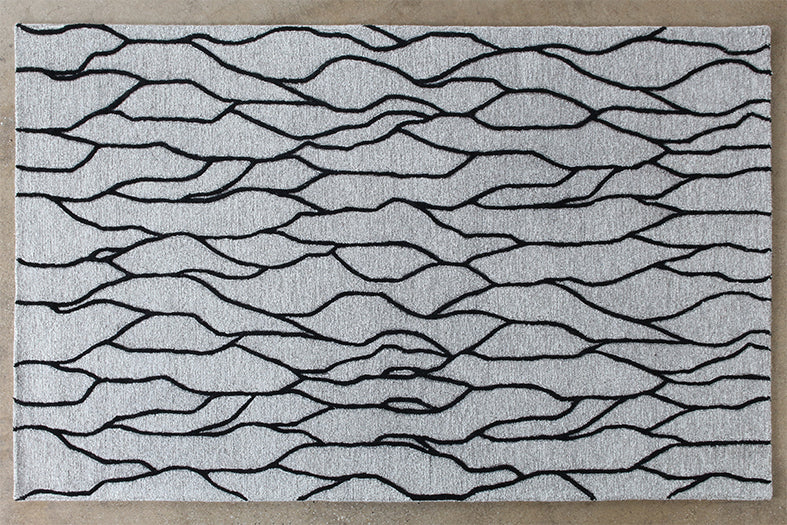 RUG353 - 5 x 8 Ink/Taupe Natural Wool Fiber & Cotton Rug