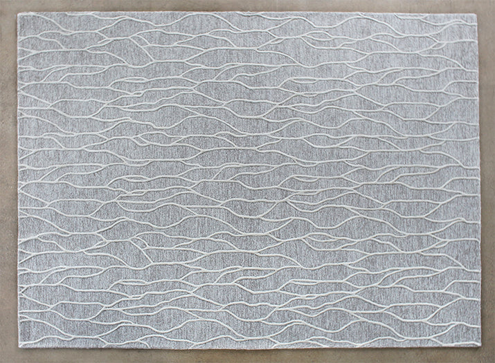 RUG354 - 8 x 11 Ivory Gray Heathered Geometric Patterned Rug