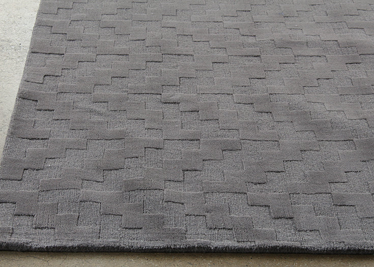RUG370 - 8' x 11' Stone 100% Wool Geometric Patterned Rug