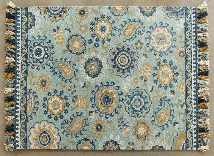 7' 9" X 9' 9" Multi-Color Paisley Wool Rug
