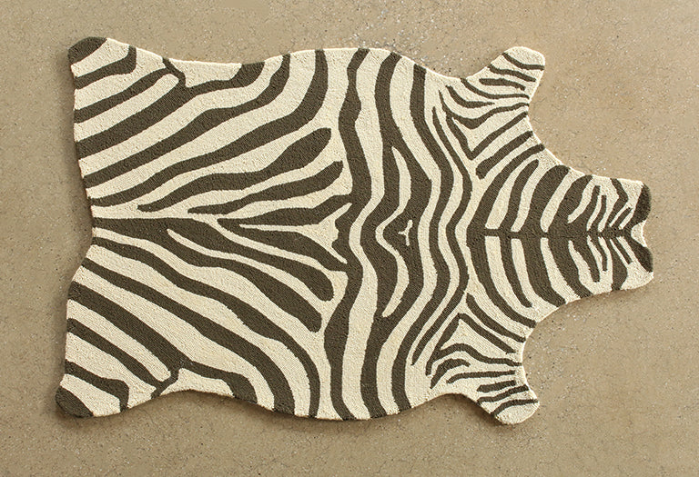 3' 6" X 5' 6" Brown And Ivory Zebra Rug