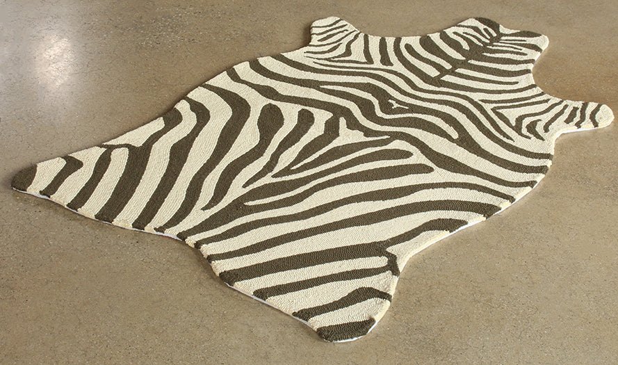 3' 6" X 5' 6" Brown And Ivory Zebra Rug