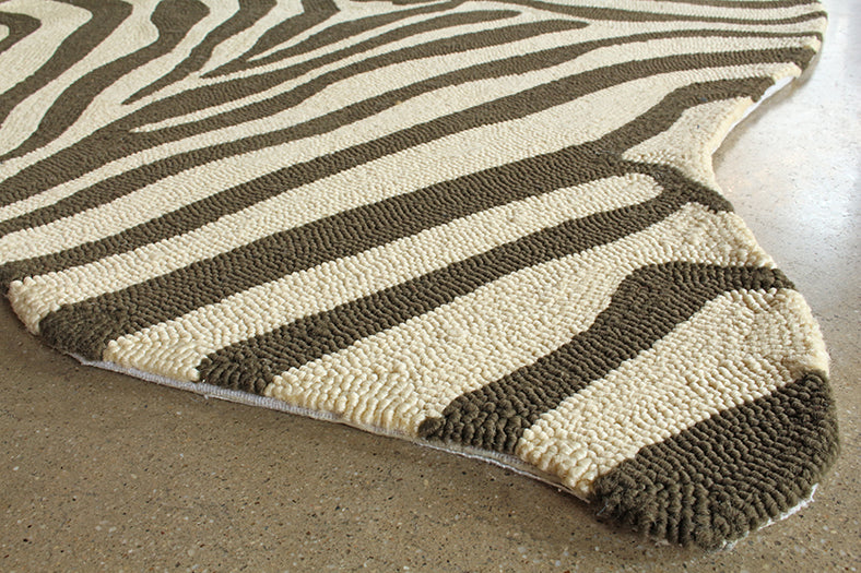 3' 6" X 5' 6" Brown And Ivory Zebra Rug