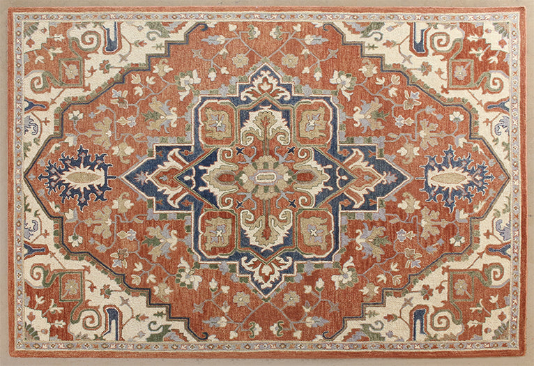 9' 3" X 13' Natural Tone With Blue Accent Rug