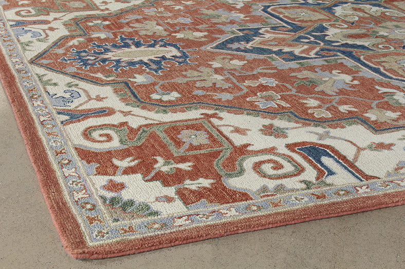 9' 3" X 13' Natural Tone With Blue Accent Rug