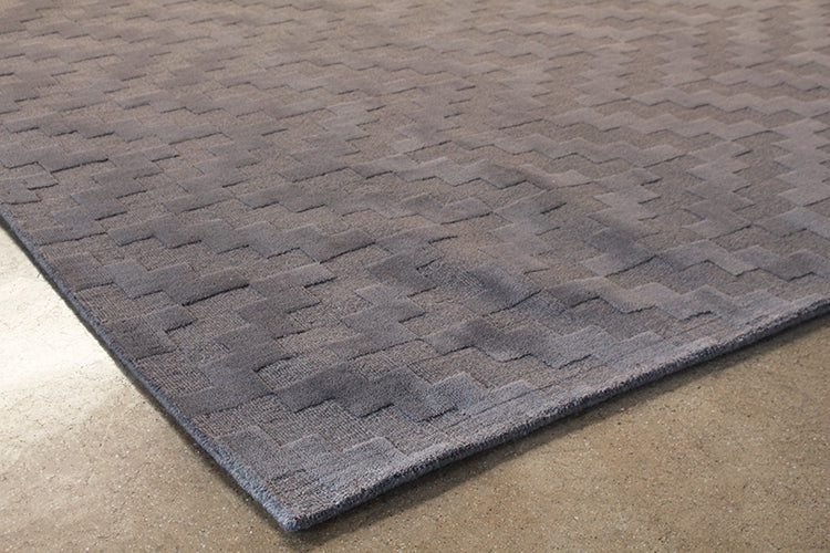 RUG456 - 8' X 11' Slate Gray Hand Loomed Geometric Wool Rug