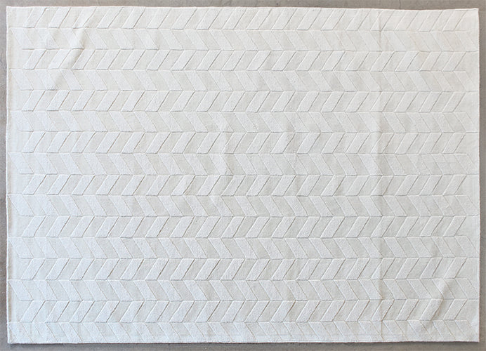 8' X 11' Ivory Hand Loomed Geometric Wool Rug