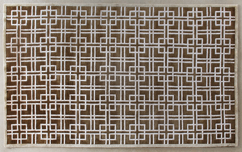RUG465 - 5'6 x 8'6 Brown And Gold Hollywood Regency Rug