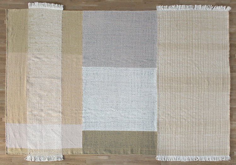 9 X 12 Khaki And Cream Tonal Colorblock Rug