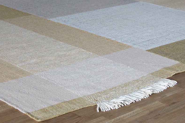 9 X 12 Khaki And Cream Tonal Colorblock Rug