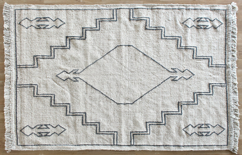 5 X 8 Neutral And Black Handstitched Rug