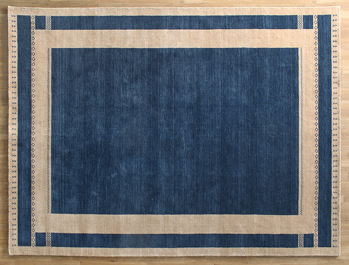 8 X 10 Navy And Beige Gabbeh-Style Rug