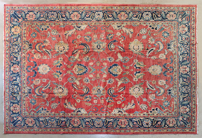 11'8" x 16'1" Rust & Blue Hand-Woven Persian Rug