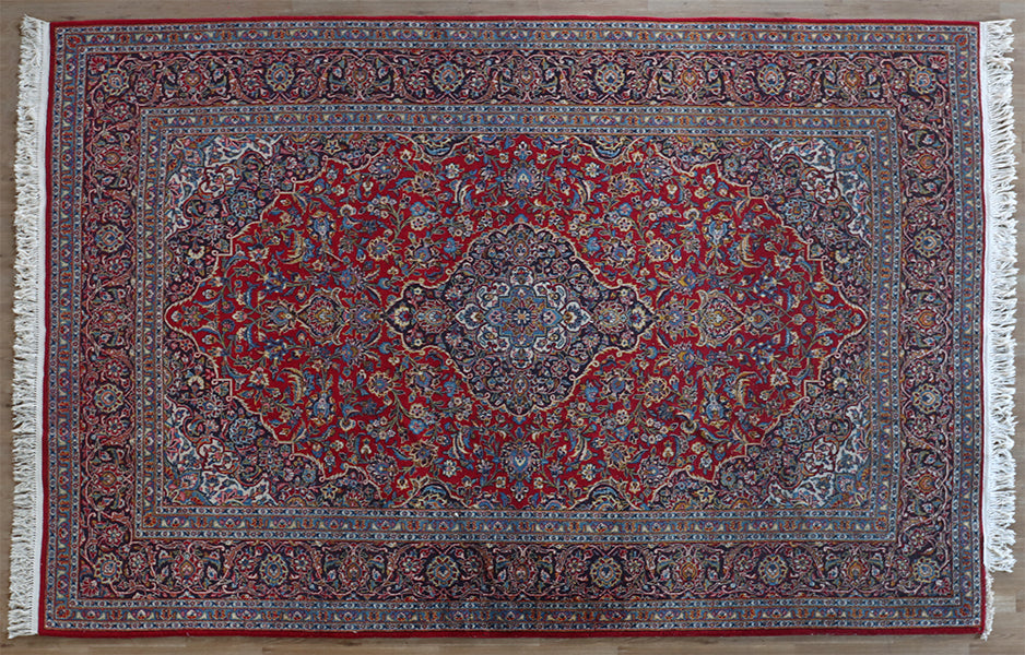 Burgundy Kashan Hand Woven Rug 8'1" X 10'9"