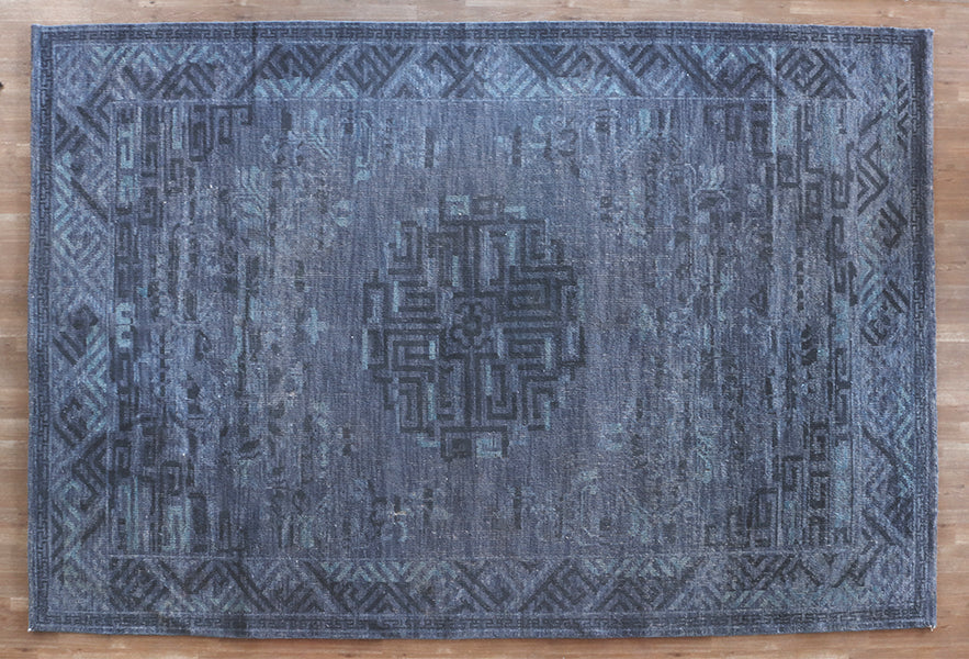 8' x 10' Faded Indigo Hand Knotted Rug