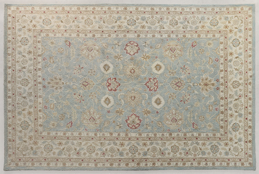 8'3' x 11' Blue and Beige Wool Pile Oriental Style
