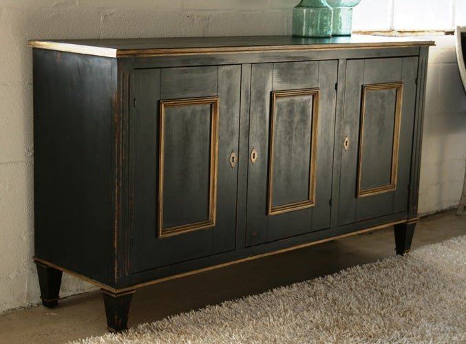 Louis XVI Buffet in Powder Black with Gold