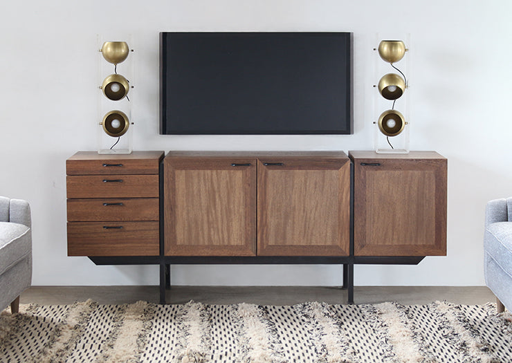 SB47 Danish Modern Media Cabinet with Side Drawers