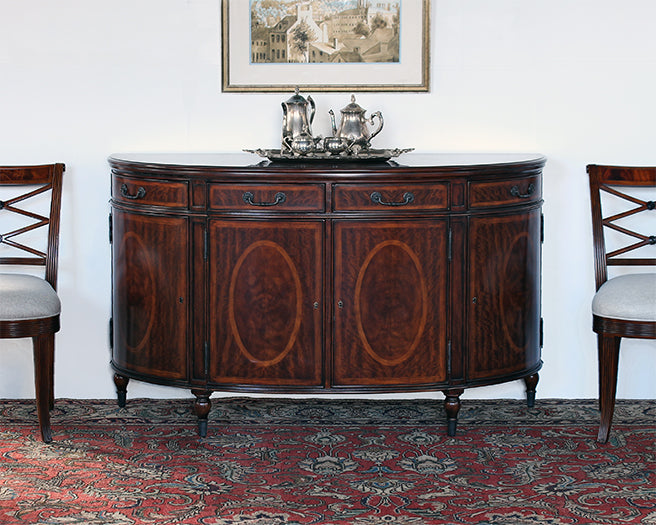SB67 Flame Veneered Bowfront Sideboard