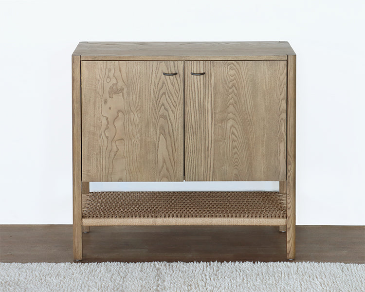 Danish Style Ash Entry Cabinet with Woven Shelf