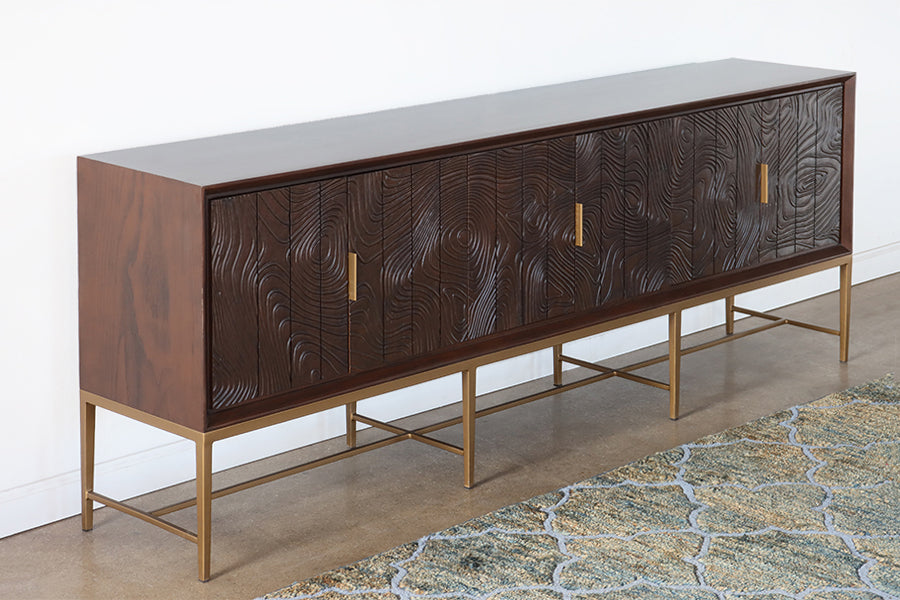 Dark Walnut Sideboard with Faux Bois Pattern